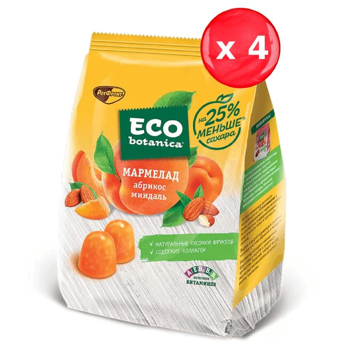 Мармелад Eco Botanica абрикос, миндаль 150г., набор из 4 шт. - купить с ...