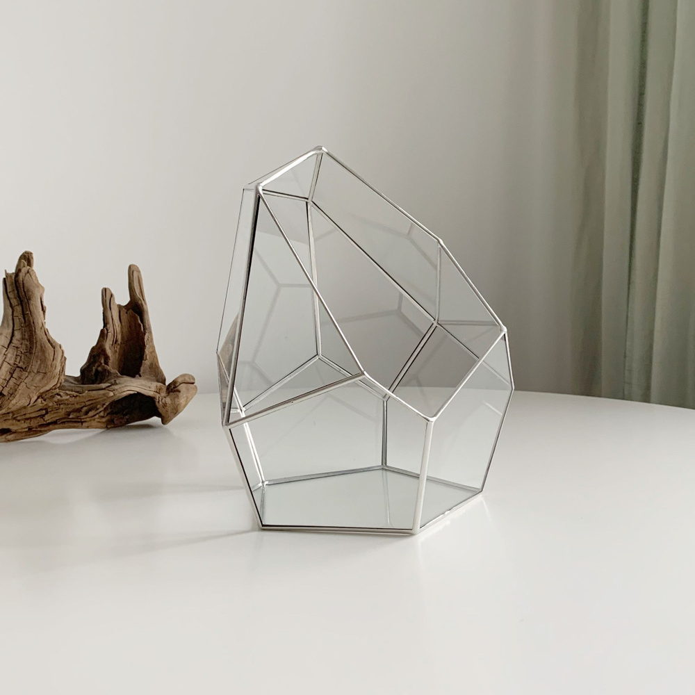 Флорариум геометрический Айсберг высота 20 см серебристый  #1