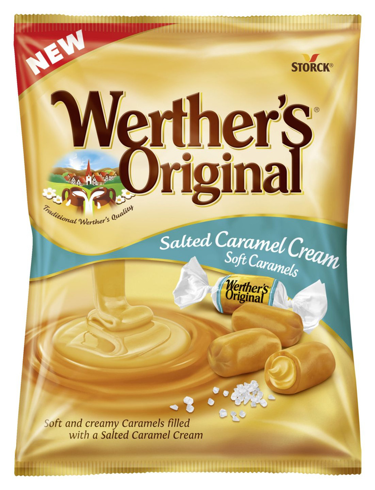 Конфеты Werthers Soft Caramels Salted Caramel Cream, мягкая соленая карамель, 125 г (Финляндия)  #1