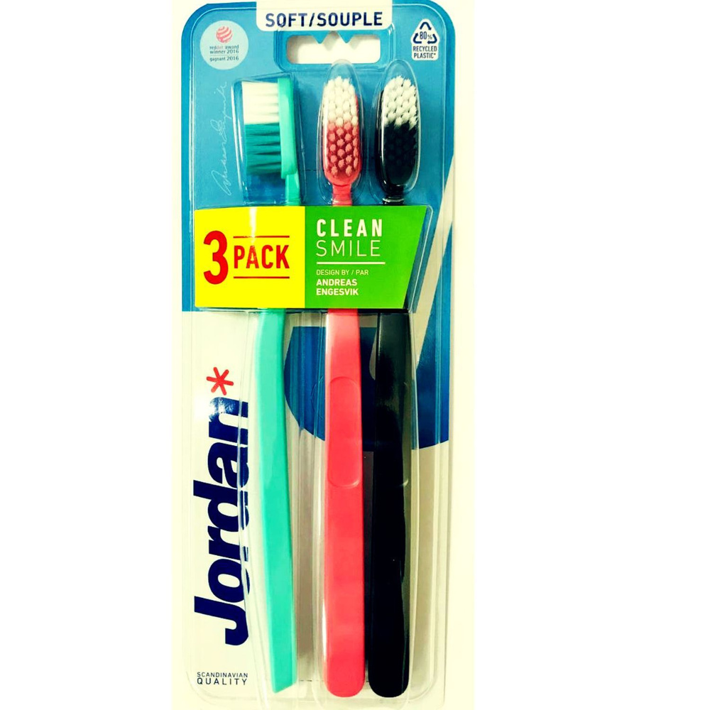 Набор зубных щеток Jordan Clean Smile Soft, мягкие, 3 шт #1