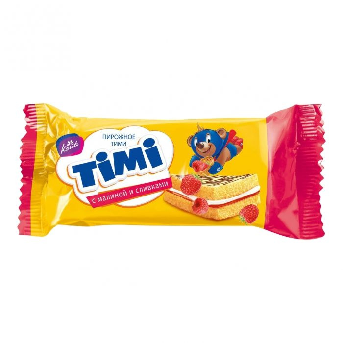 Пирожное 10 шт по 33 г Timi с малиной и сливками #1