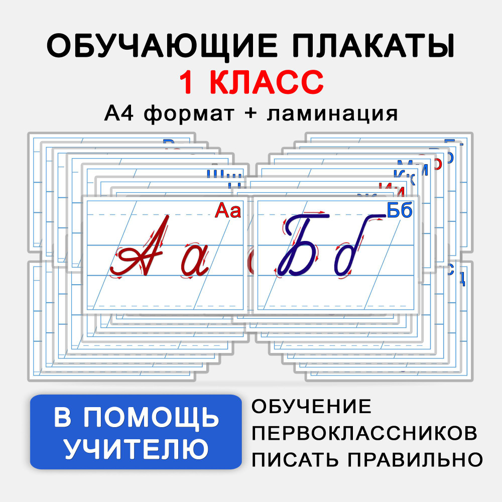 Пиши буквы правильно. Ламинированные наглядные обучающие материалы  (плакаты/постеры) А4 для учителей начальной школы. Учимся писать правильно.  1 класс. - купить с доставкой по выгодным ценам в интернет-магазине OZON  (879900359)