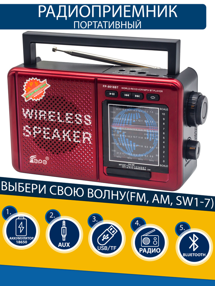 Радиоприемник EPE с Bluetooth FM с слотом для флешки TF-card/AUX и MP3-Player  #1