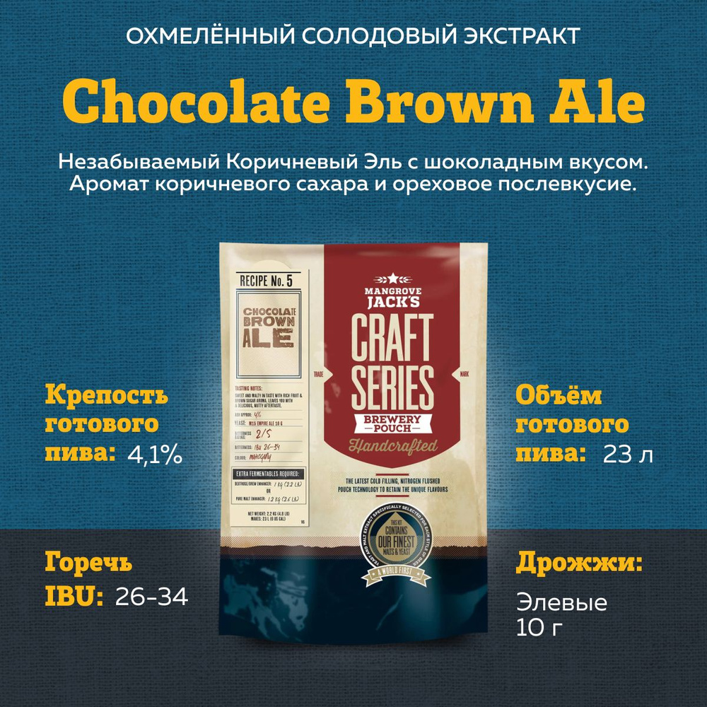 Охмеленный Солодовый экстракт Mangrove Jack's Craft Series "Choc Brown Ale Pouch"  #1