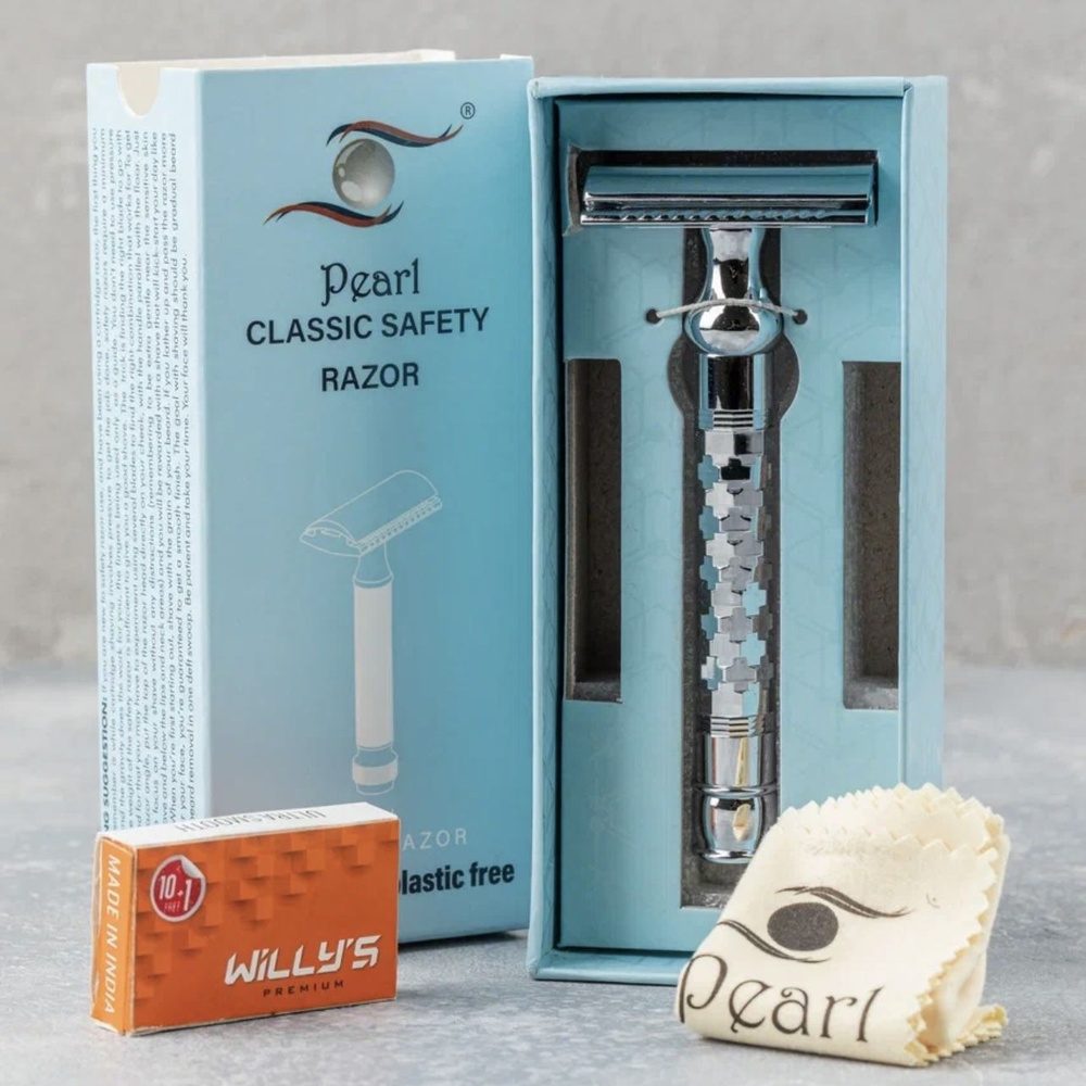 Т-образная бритва с закрытым гребнем Pearl SHD-24 Chrome (close comb ...