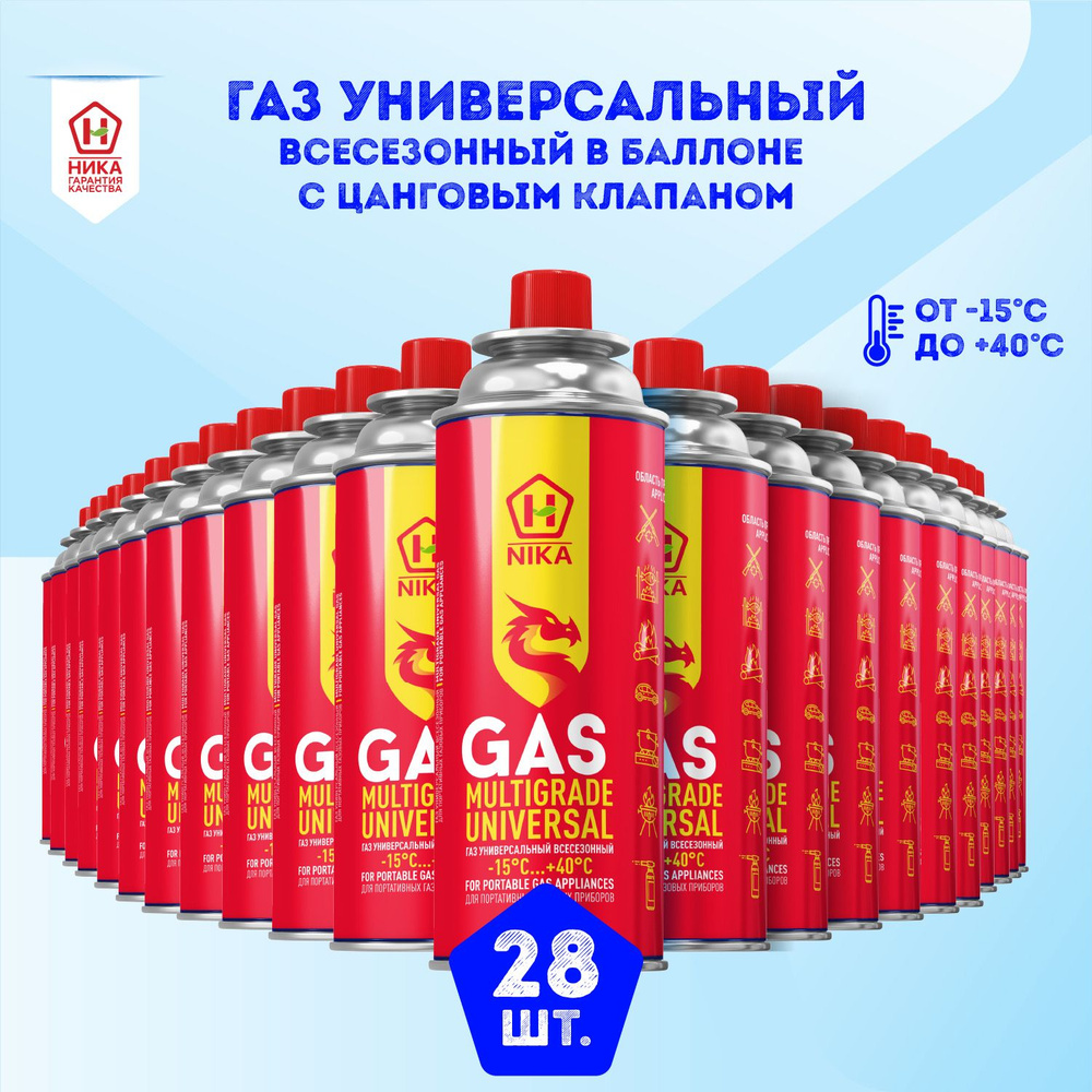Универсальный всесезонный газ Ника в баллоне с цанговым клапаном. Газ ...