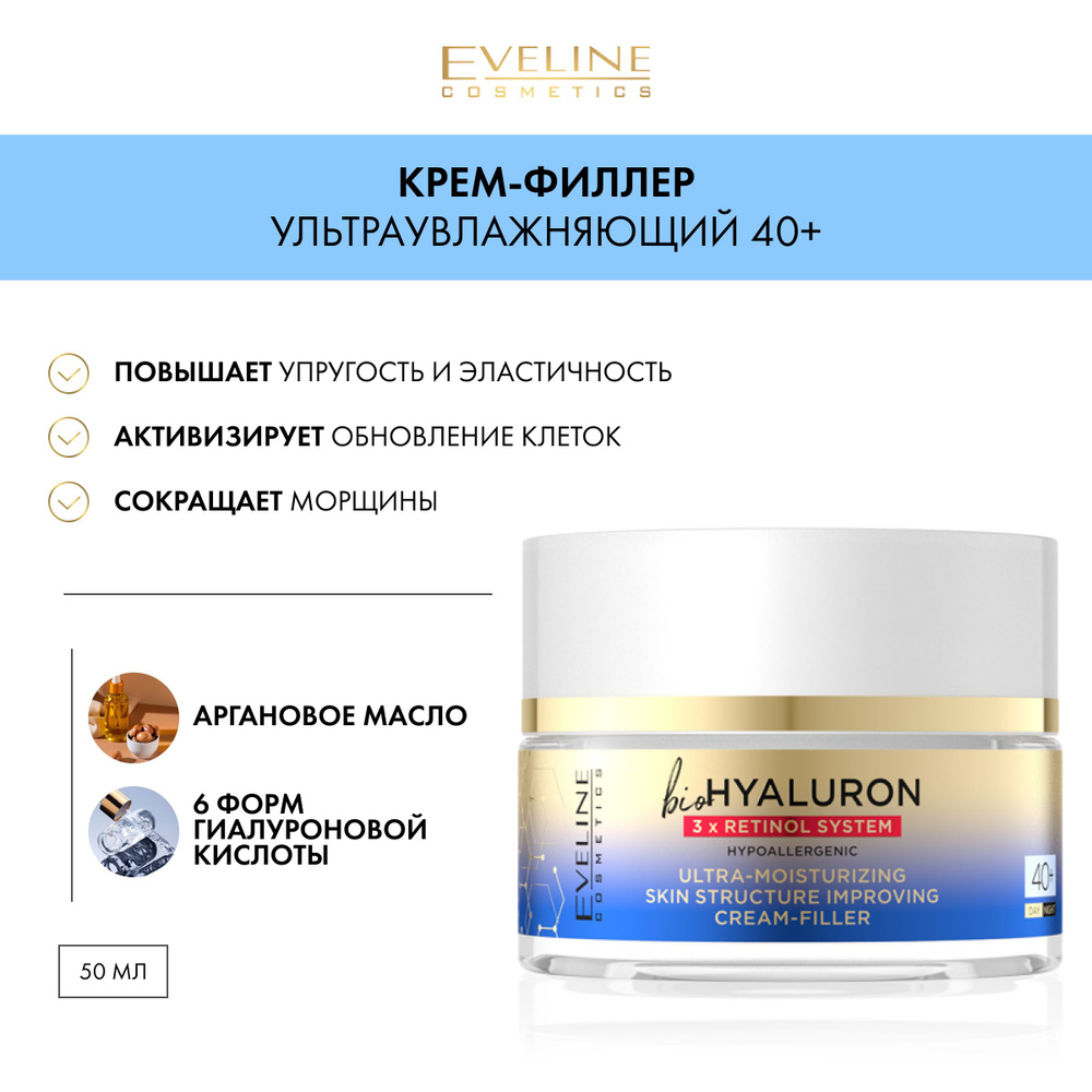 EVELINE Ультраувлажняющий крем-филлер 40+ дневной/ночной серии ...