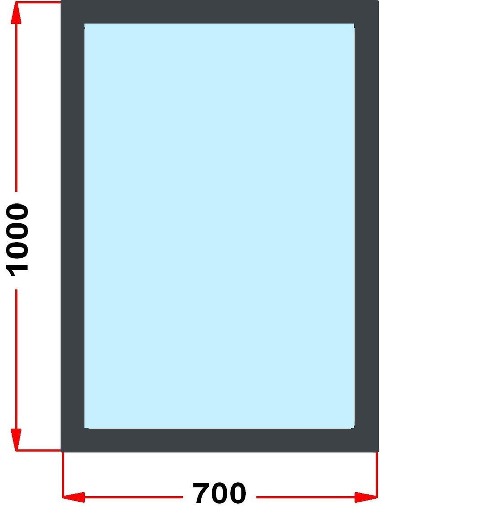 Окно из профиля Grunder 60 мм (1000 x 700), не открывающееся, стеклопакет 2 стекла, темно-серое снаружи, #1