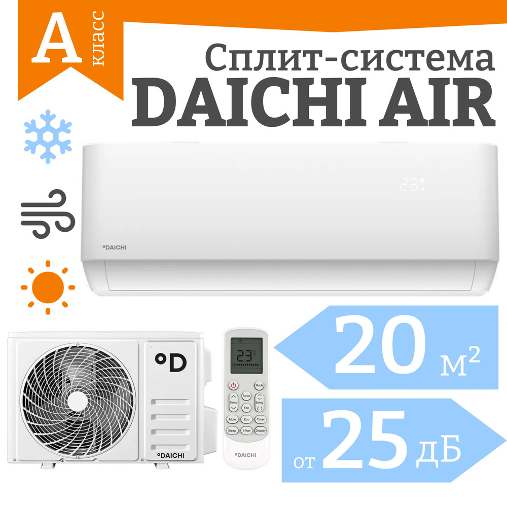 Сплит система кондиционер на 20 кв м DAICHI AIR 20AVQ1/AIR20FV1 ...