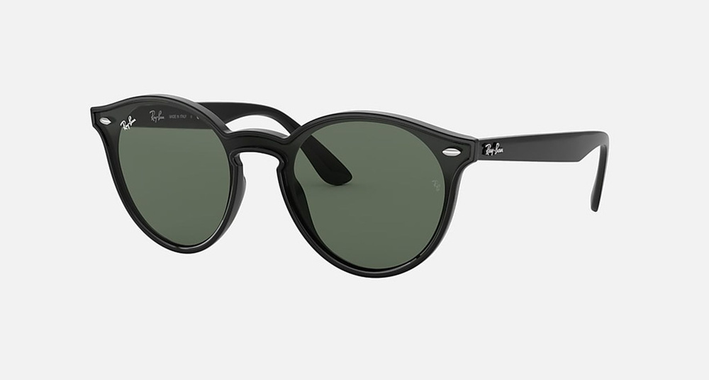 Солнцезащитные очки унисекс, круглые RAY-BAN с чехлом, линзы зеленый ...