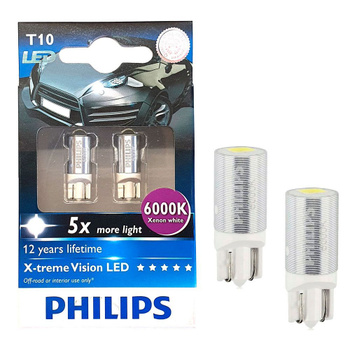  Philips 127996000KX2 X-tremeVision LED W5W T10 6000K CeraLight,  Set of 2 : Automotive