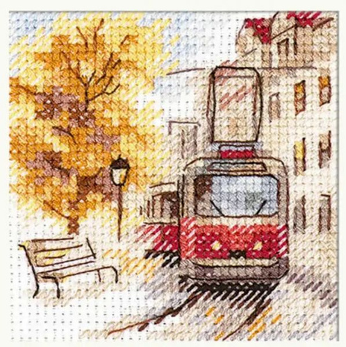 Набор для вышивания крестом 0-217 "Осень в городе. Трамвай"  #1