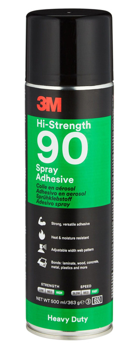 Аэрозольный сверхпрочный клей-спрей 3М 90 Hi-Strength / белый / 500 мл ...