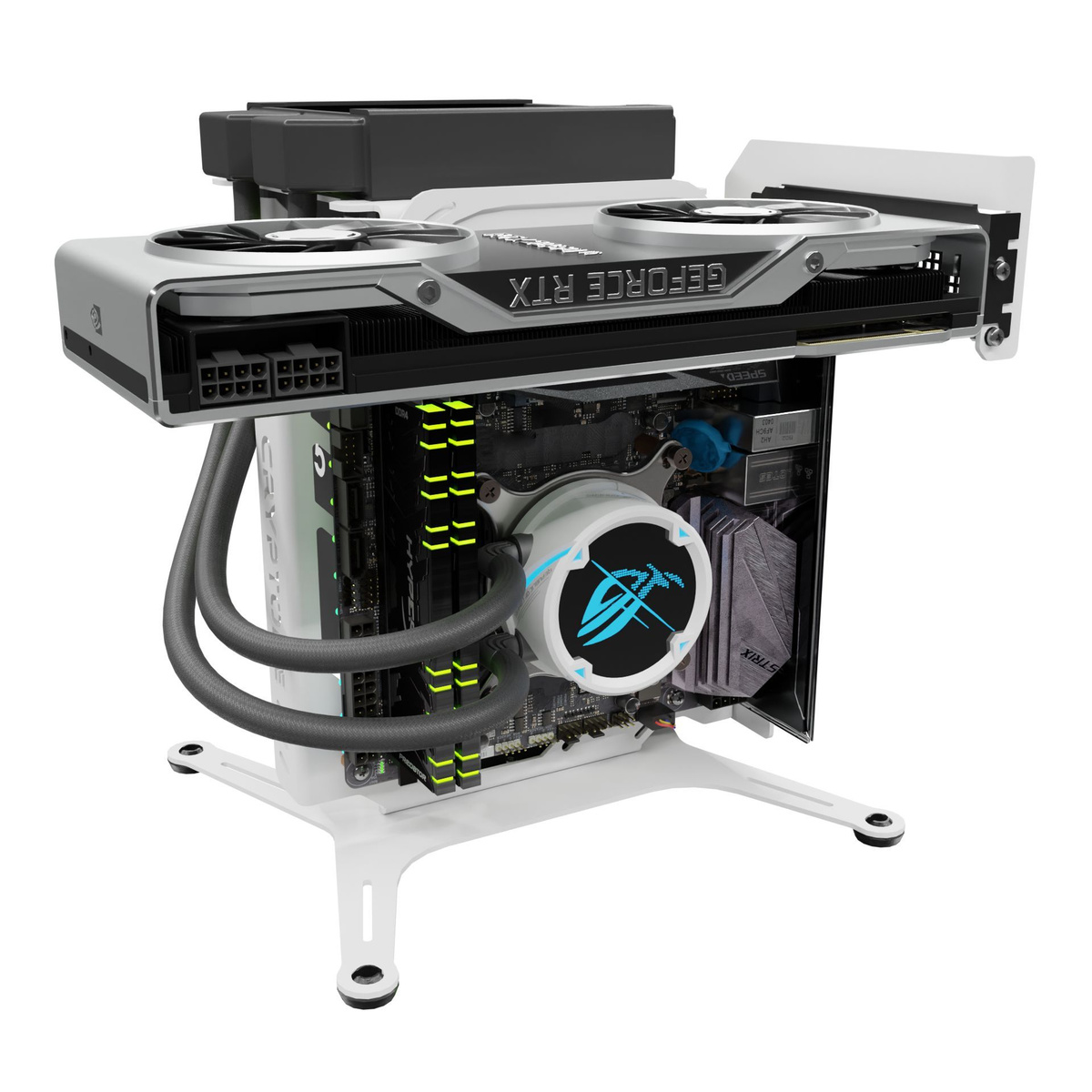 Открытый корпус для ПК, компьютерный стенд Cryptone-NANO ITX v2, белый ...