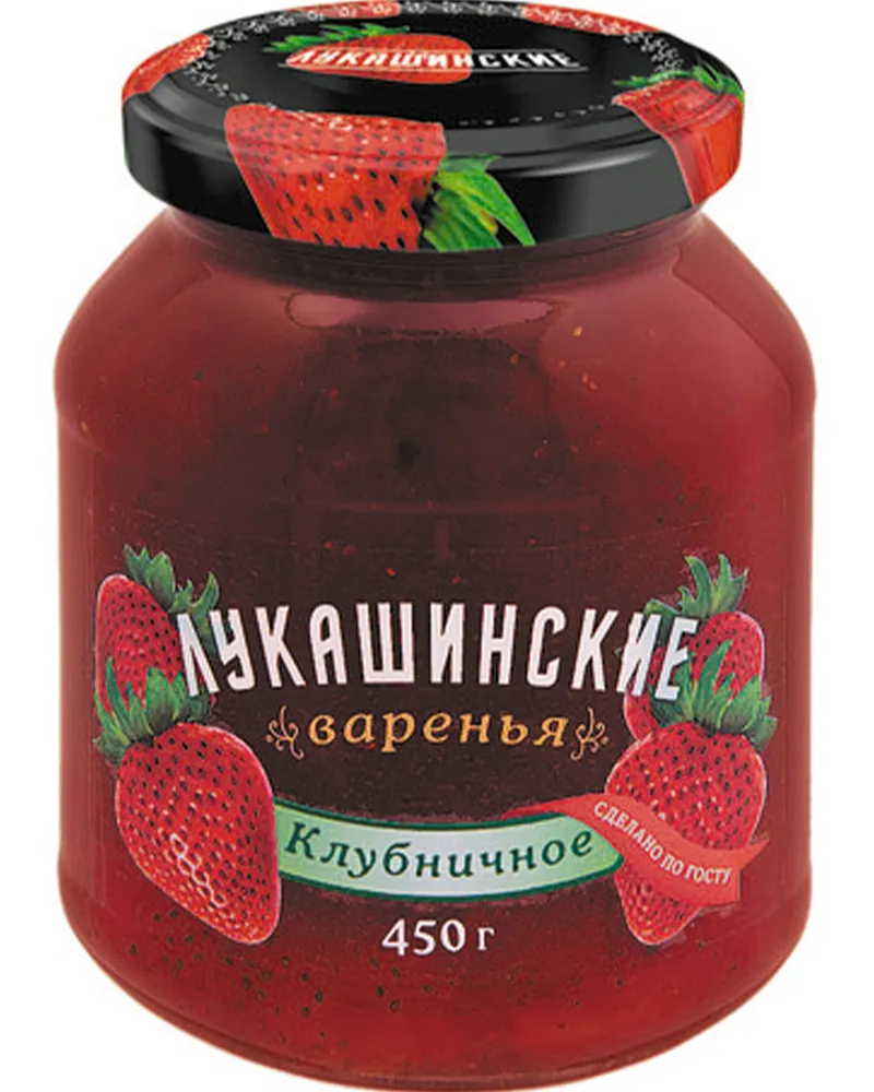 Варенье "Лукашинские" клубничное 0,450 1шт (Клубника), 1 шт, фото 2