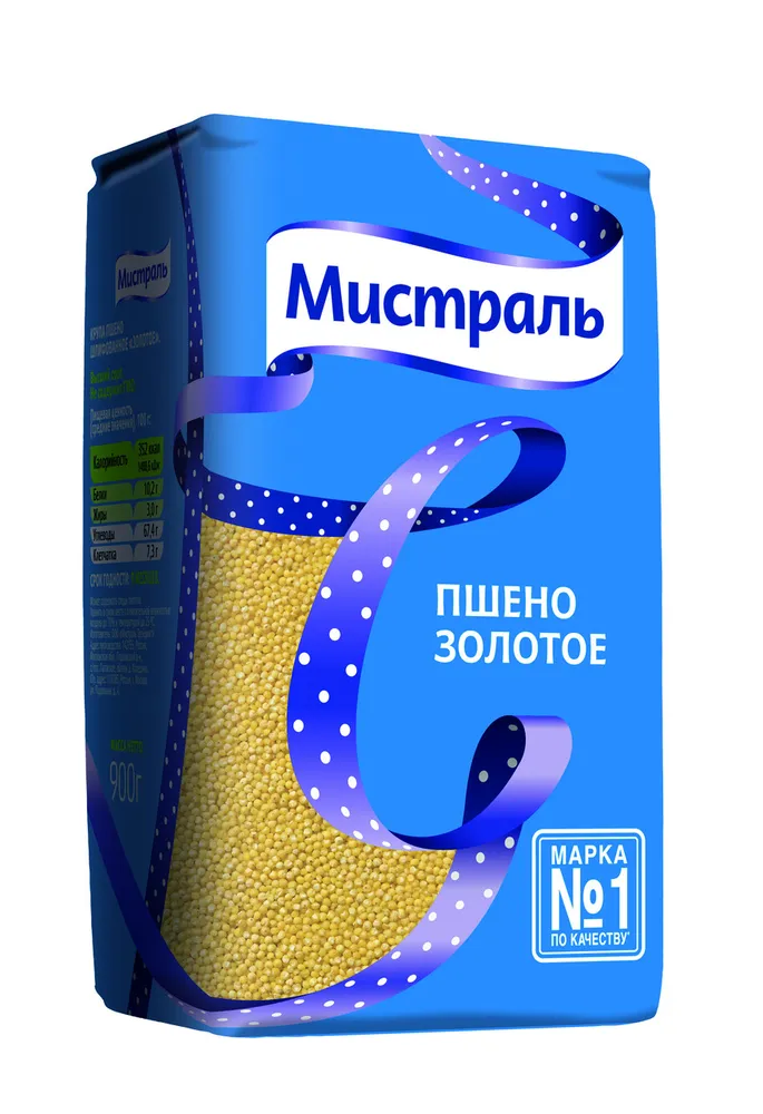 Пшено Мистраль Золотое шлифованное, комплект: 3 упаковки по 900 г, 900 г, фото 2