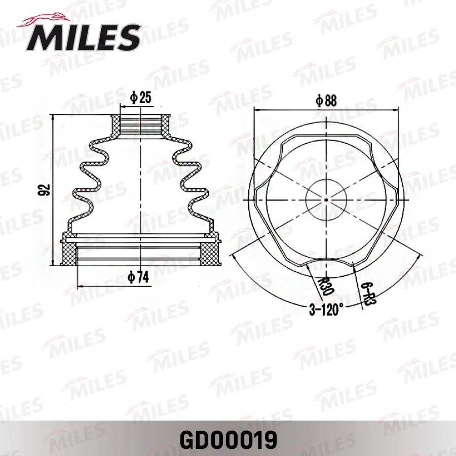 Пыльник ШРУСа NISSAN PATHFINDER R51M/NAVARA D40M 04- внутр. пер., MILES GD00019, вариант, фото 3