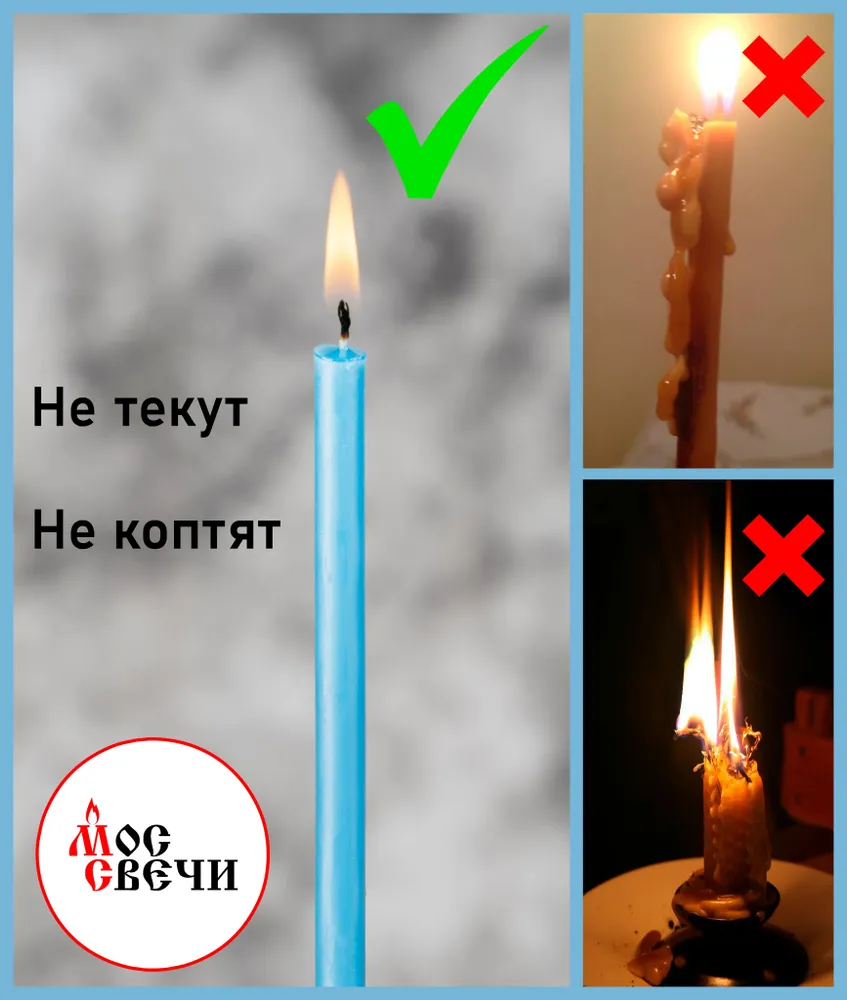 Свечи цветные голубые 38шт / №60 / 250г, 38 шт, 250 г, фото 5
