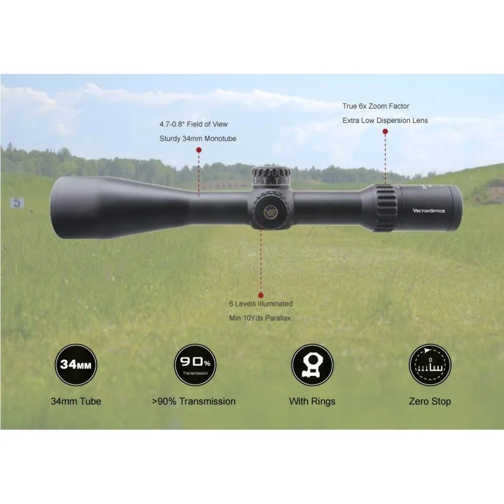 Оптический прицел Vector Optics Continental 5-30x56 Ranging FFP, сетка VEC-MBR Mil, 34 мм, азотозаполненный, с подсветкой (SCFF-41P), 530x56, фото 6