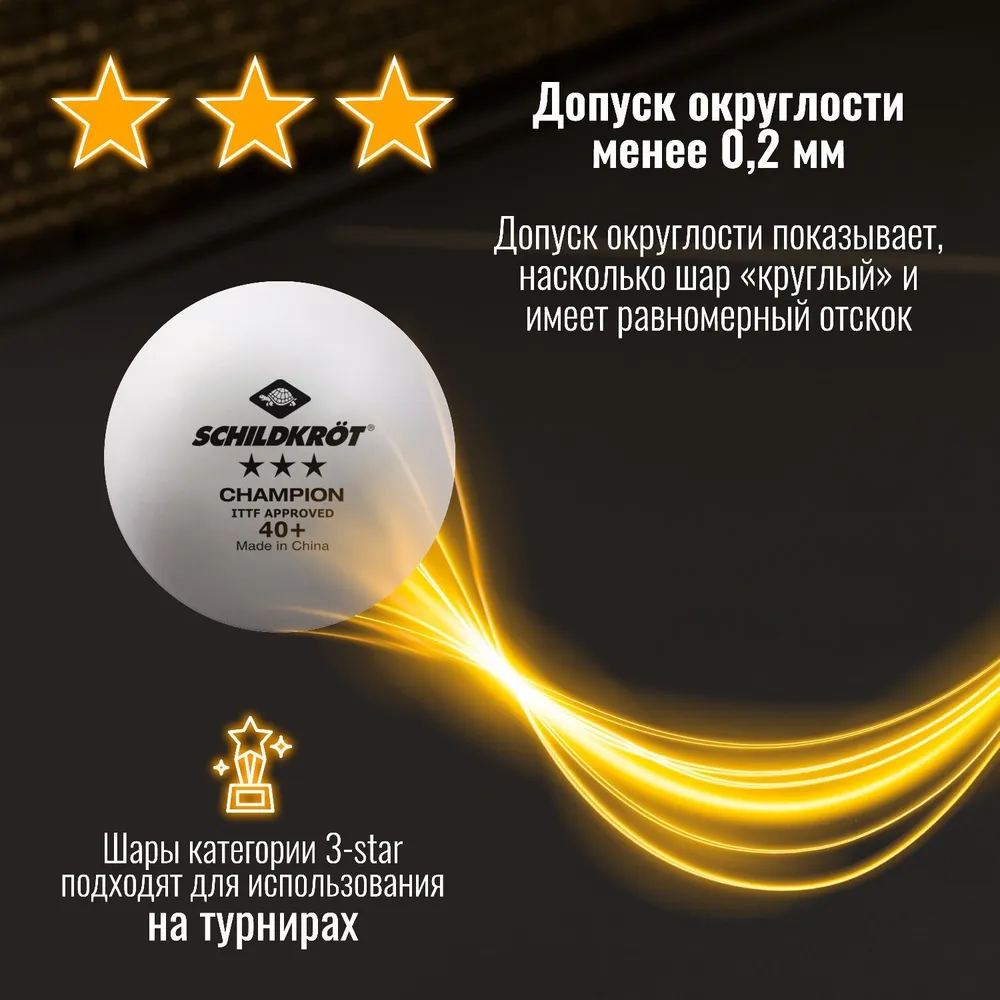 Мячики для настольного тенниса DONIC Champion 3* (3 шт), 3 шт, фото 3