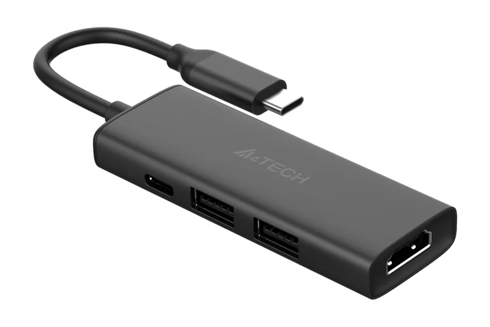 USB HUB A4Tech USB-C DST-40C 2 порта серый, серый, фото 4