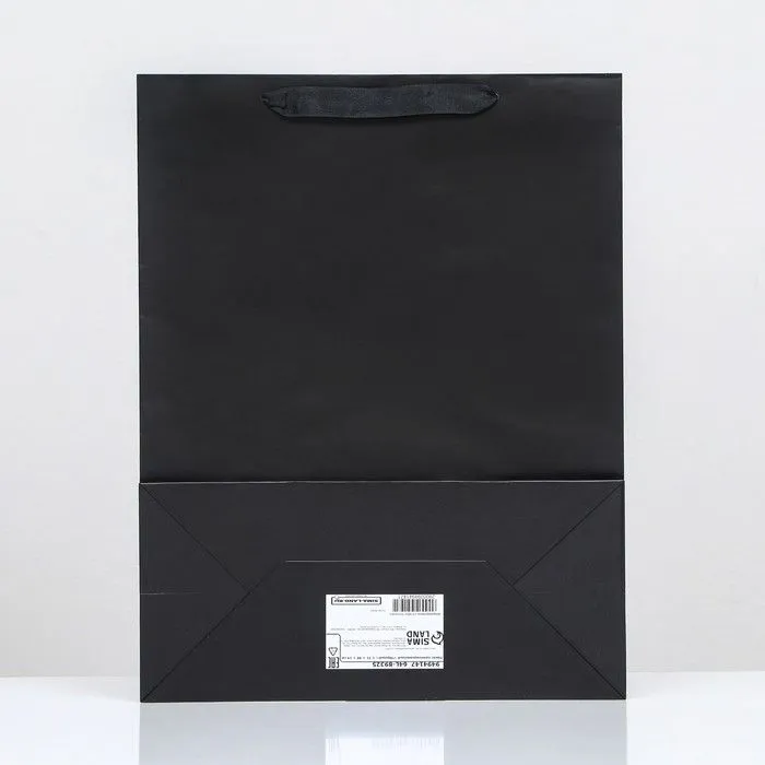 Пакет подарочный, Чёрный, 31 х 40 х 14 см, 31x40x14 см, фото 5