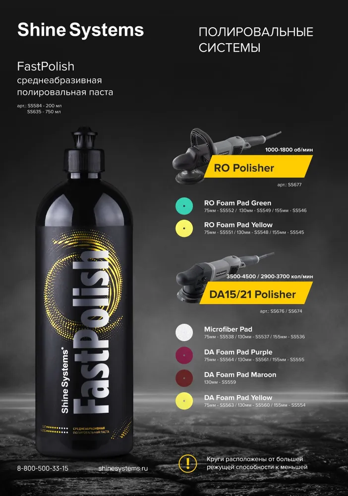 Среднеабразивная полировальная паста Shine Systems FastPolish, 750 мл SS635, 750 мл, фото 2