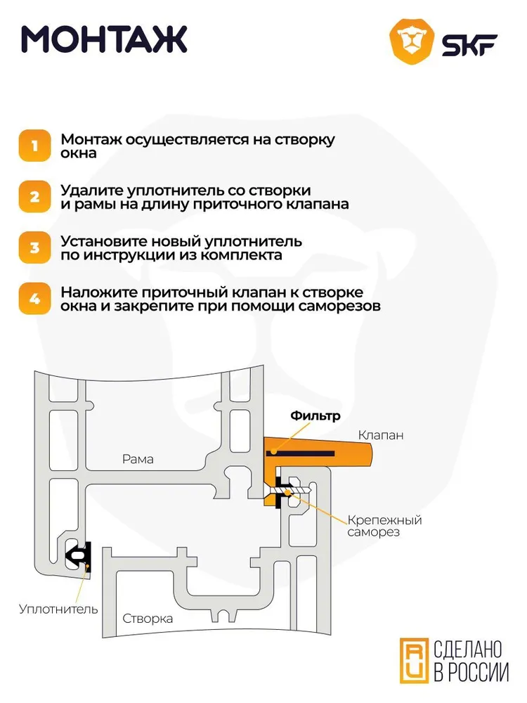 Оконный приточный вентиляционный клапан (установка) SKF с фильтром 2 шт, 2 шт, фото 4
