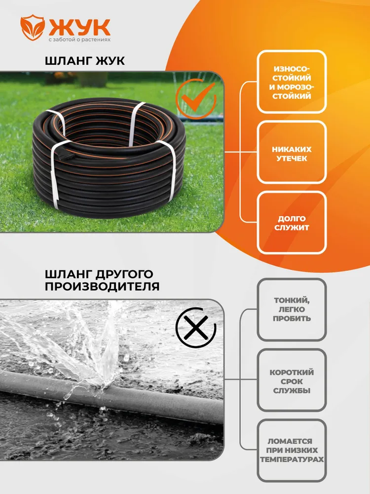 Шланг поливочный 1/2 Жук Оптима 3-х слойный (бухта 25 метров), 25 м, фото 4