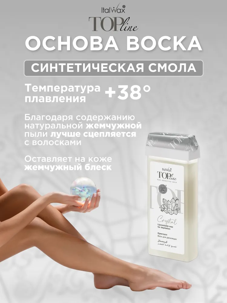 Воск для депиляции в картридже ITALWAX Top Line Кристалл (гипоаллергенный для чувствительной кожи) 4 шт + полоски в подарок, 4 шт, фото 4