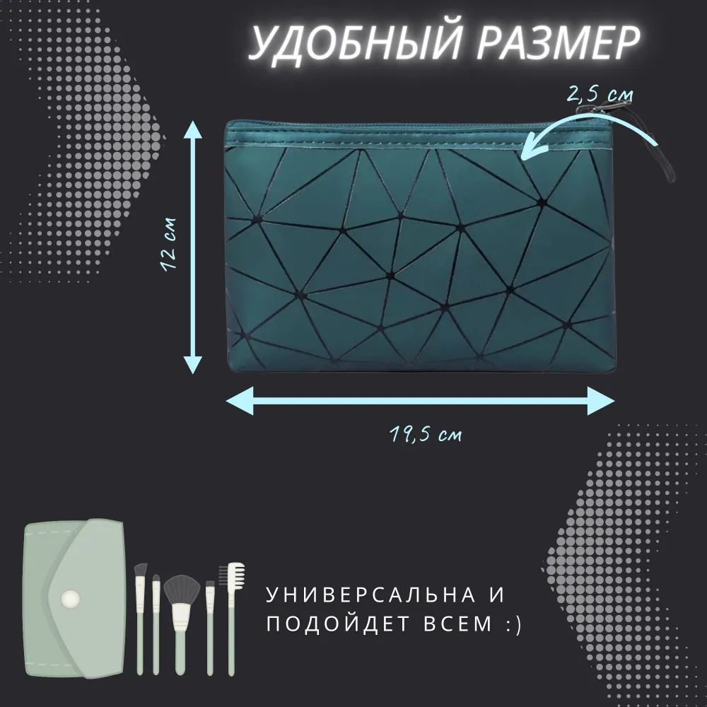 Косметичка непромокаемая маленькая в сумку для косметики, прокладок и лекарств S Зеленая, зеленый, фото 4