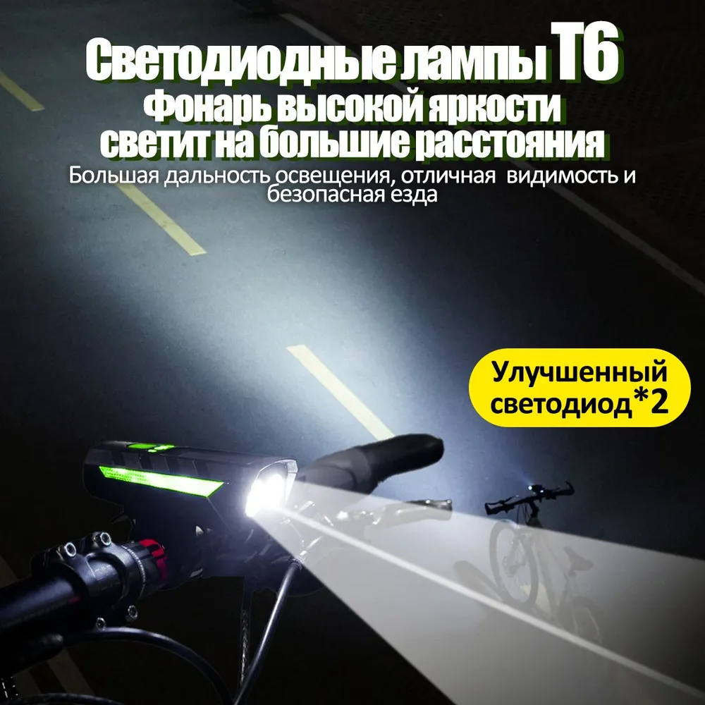 Фонарь велосипедный, передняя велофара, на солнечной батарее, С сигналом,micro-USB,Прекрасный подарок,Зеленый, зеленый, фото 3