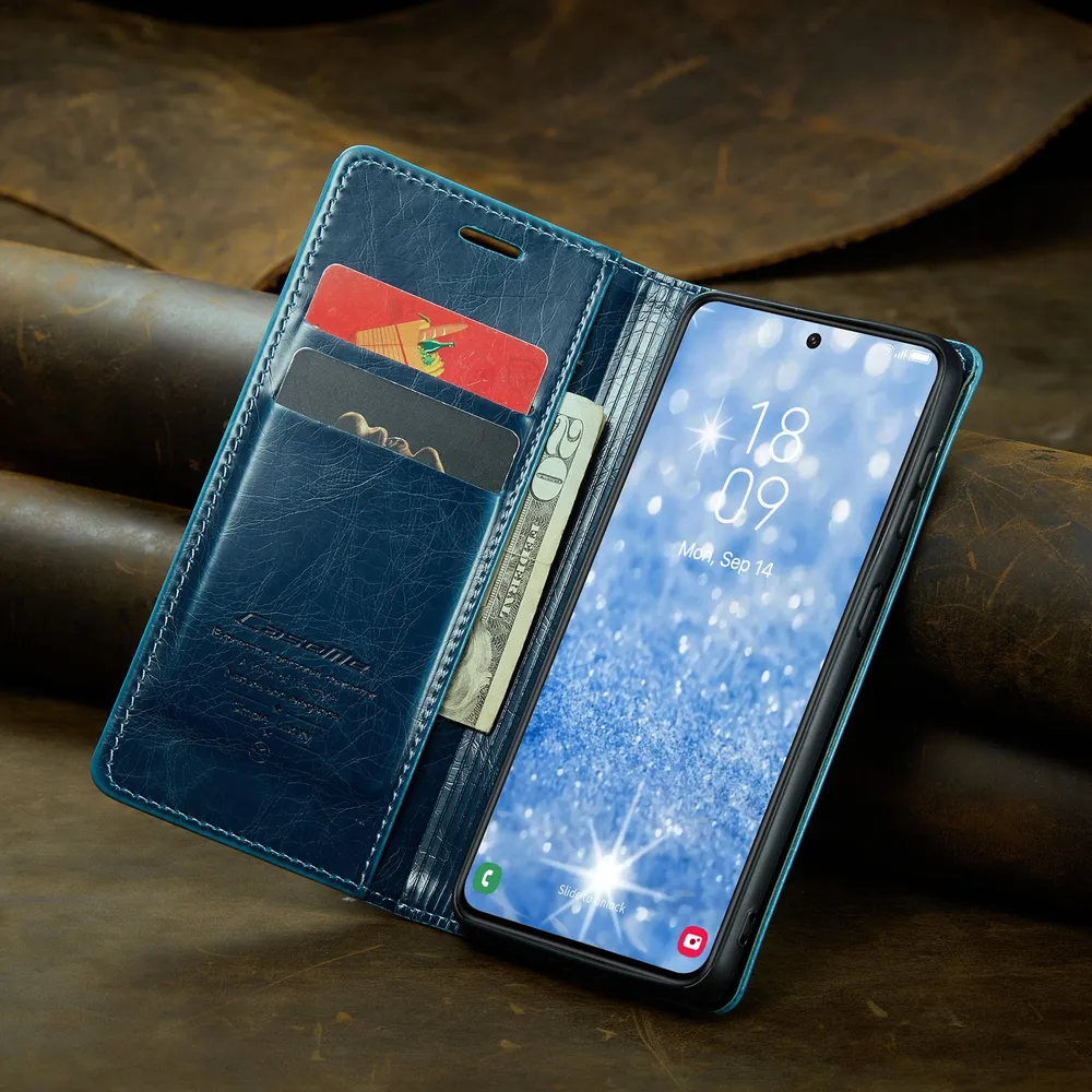 Caseme Кожаный книжка чехол для Samsung Galaxy S23 6,1 дюйма с визитницей из экокожи, вариант, фото 5