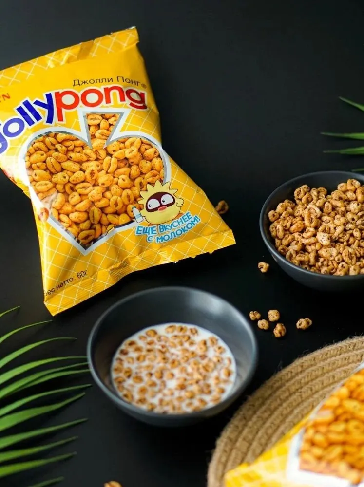 Воздушные пшеничные зерна Джолли Понг Jolly Pong, 60 г, Южная Корея, 60 г, фото 3