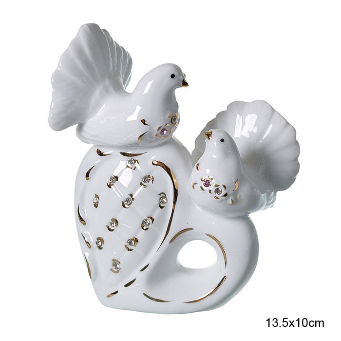 Статуэтка Влюбленные голуби, фарфор, 10 см — фото 4