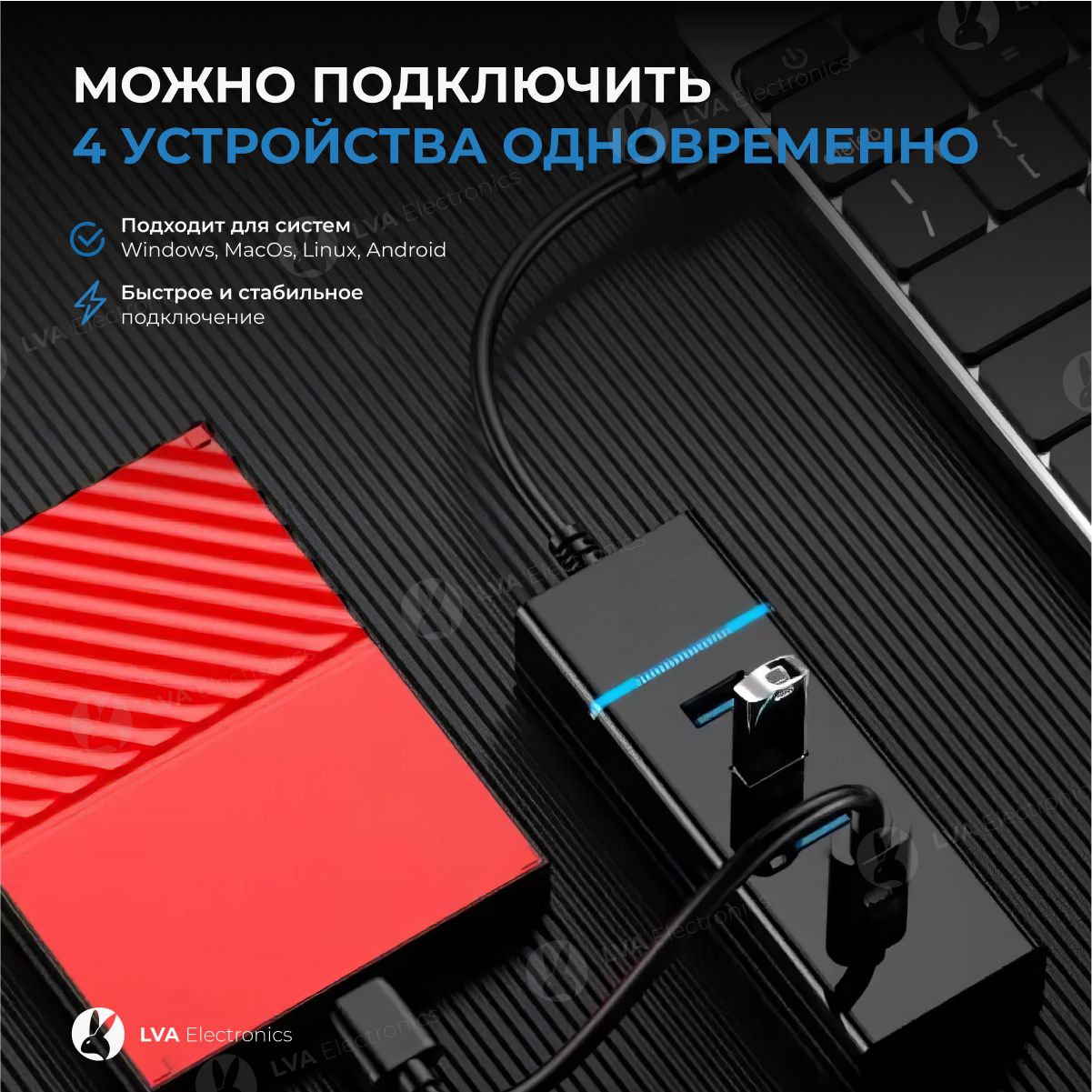 USB Hub, USB разветвитель, USB концентратор, Usb Hub 3.0, На 4 порта ...