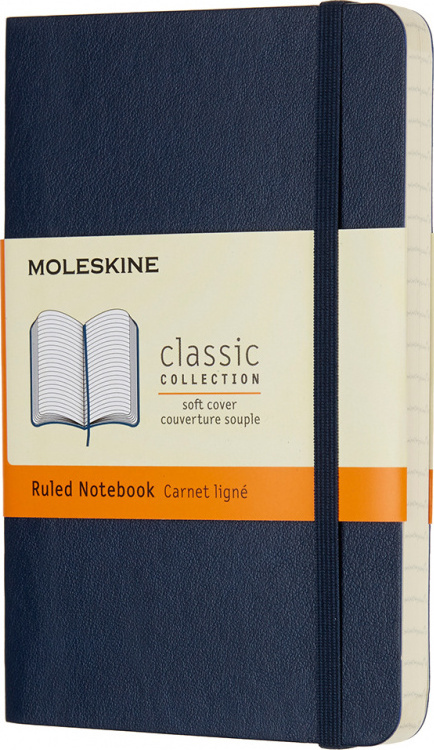 Блокнот Moleskine CLASSIC SOFT Pocket 90x140мм 192стр. линейка мягкая обложка синий сапфир  #1