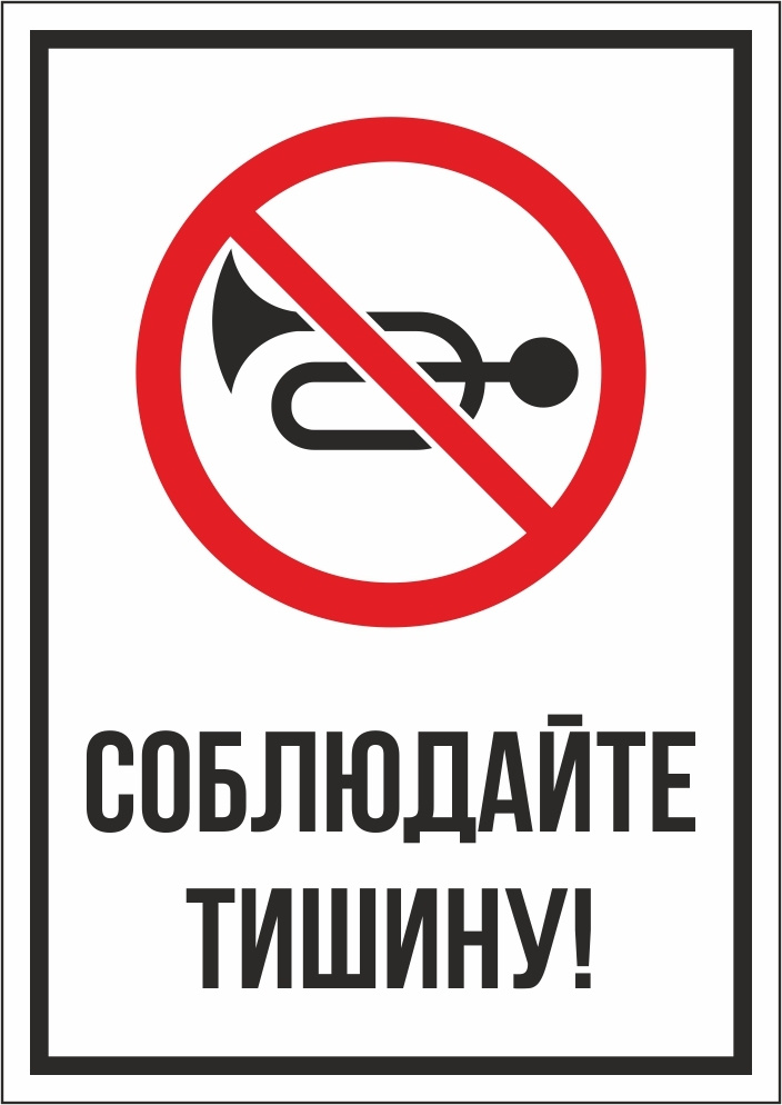 Информационная табличка "Соблюдайте тишину №1" 297x210 мм из пластика 3 ...