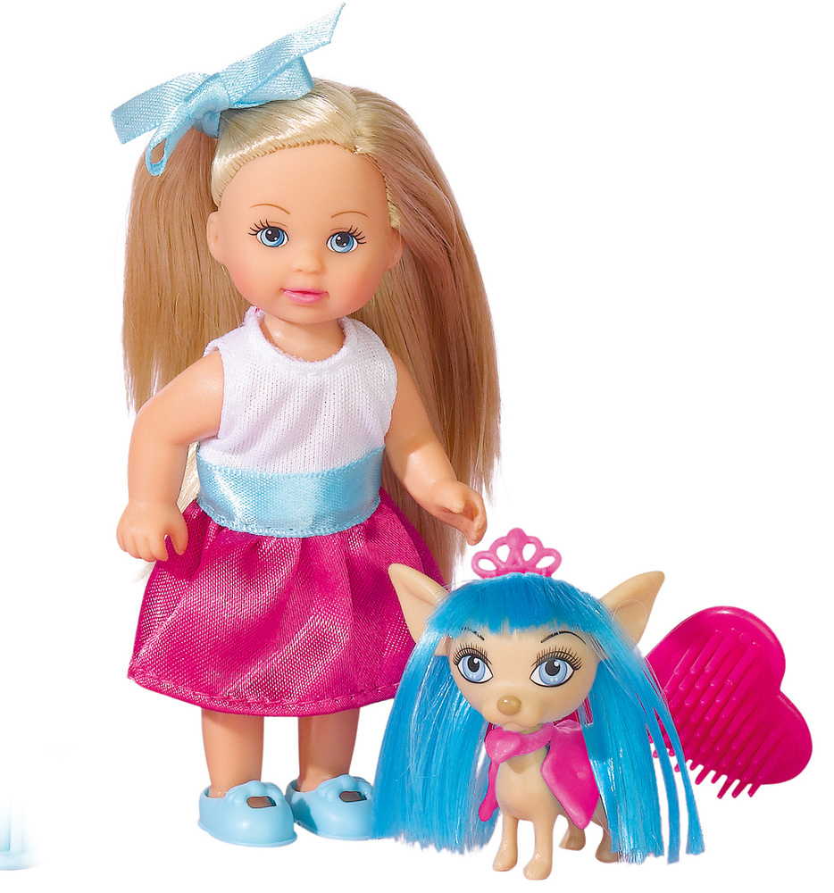 Кукла Еви в розовой юбочке со стильной собачкой, 12 cм, Simba 5730944-2 ...