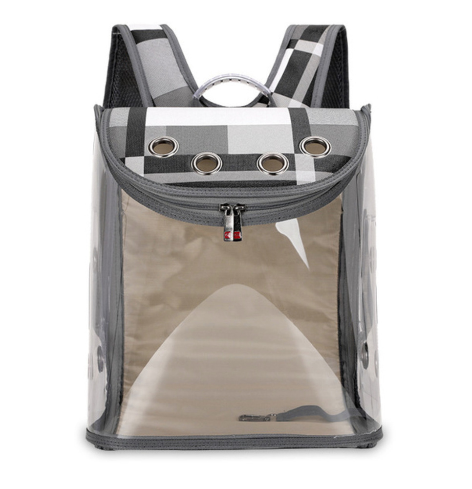 Прозрачный рюкзак-переноска для кошек CHB 6585 серый клетка - купить с ...