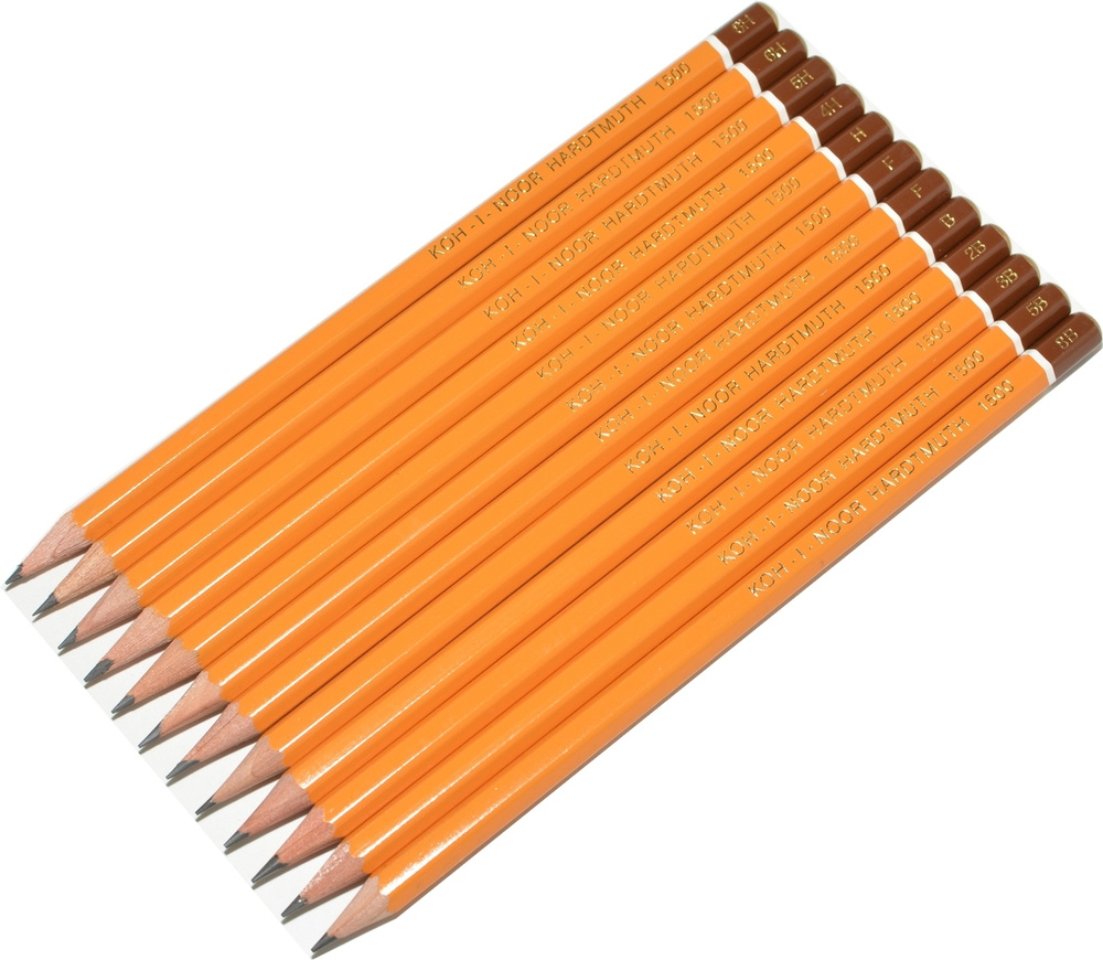 Карандаши простые 12шт. 8B-8H чернографитные Koh-i-Noor разной ...