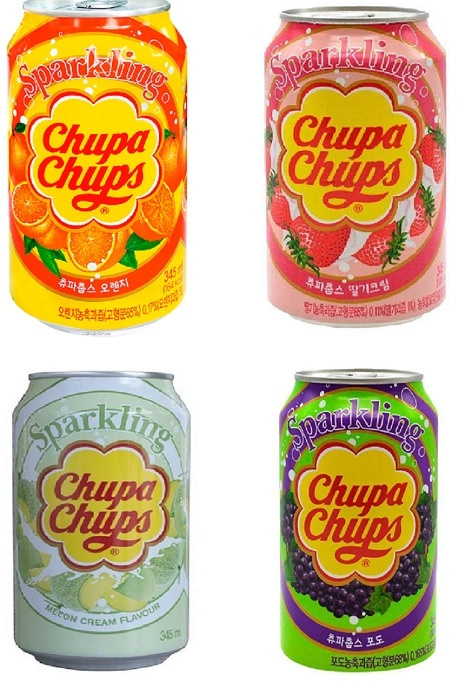 Газированный напиток Chupa Chups / Лимонад Чупа Чупс mix 4 вкуса 345 мл 4 шт (Корея)  #1
