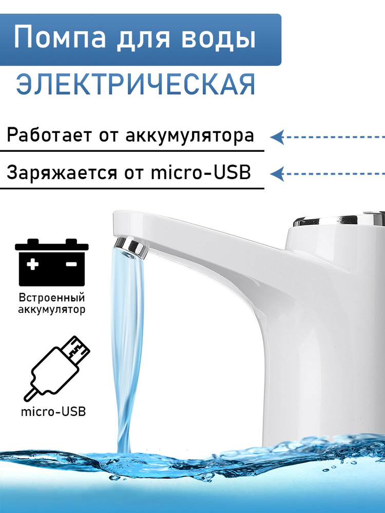 Помпа для воды электрическая с подсветкой, диспенсер для бутилированной ...