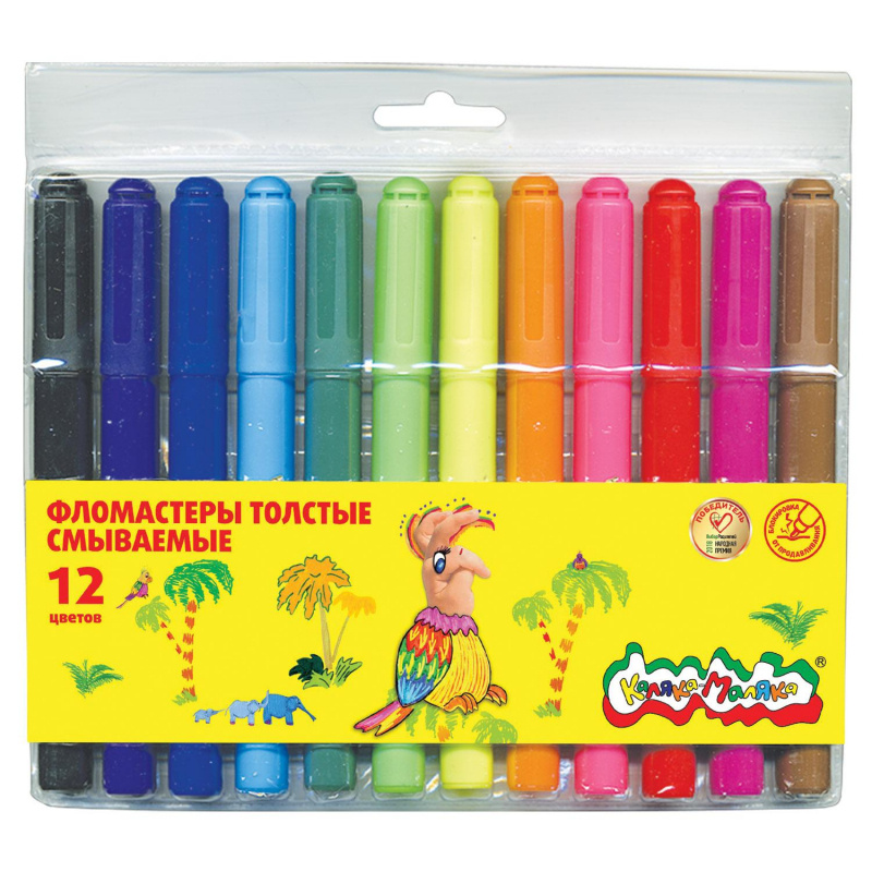 Фломастеры 12 цв. Каляка-Маляка толстые, кругл. корп.,ФТКМ12 - купить с ...