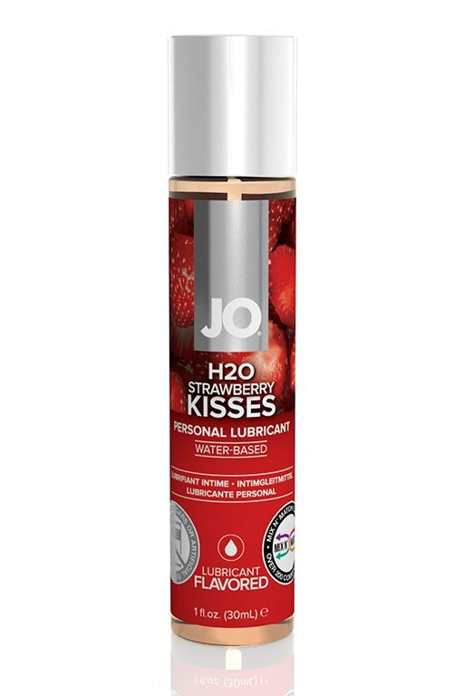 Лубрикант на водной основе с ароматом клубники JO Flavored Strawberry Kiss - 30 мл, System JO, США  #1