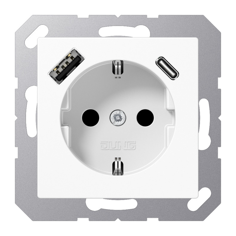 JUNG SCHUKO Розетка с USB-зарядным устройством, тип A + тип С ...