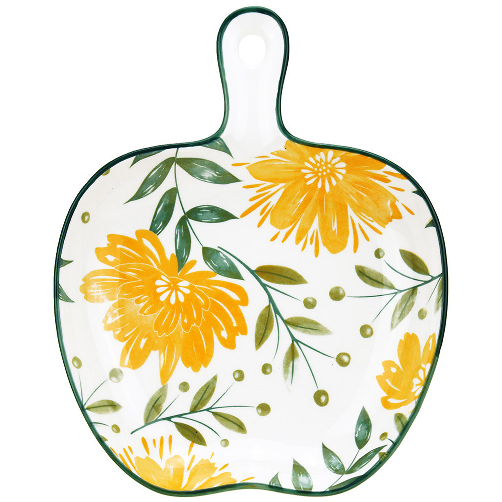 Домашняя мода Блюдо, 1 шт, Фарфор Желтые цветы, диаметр 17.3 см  #1