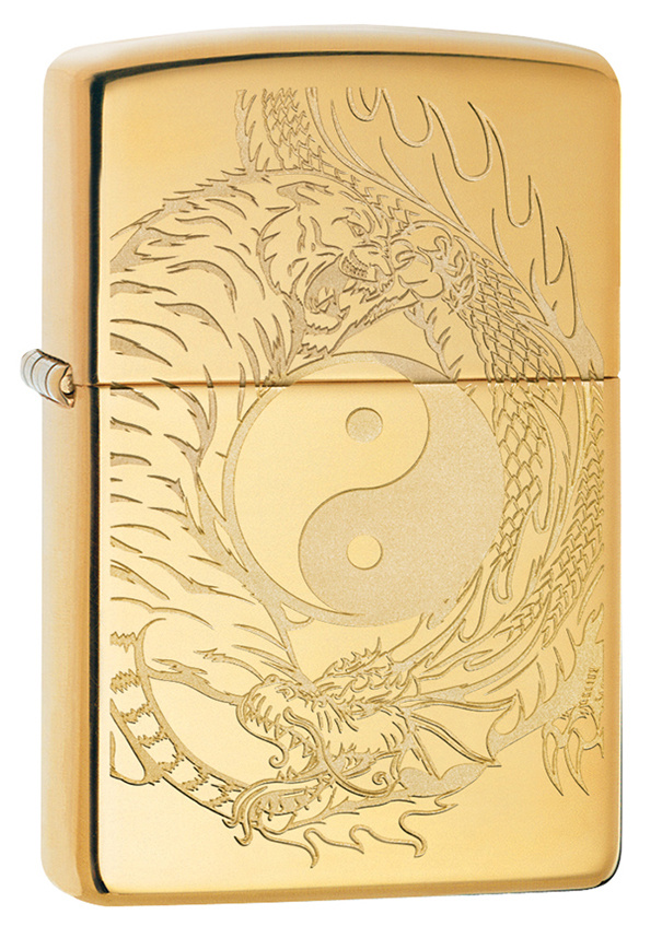 Зажигалка High Polish Brass Tiger and Dragon Design ZIPPO 49024 #1