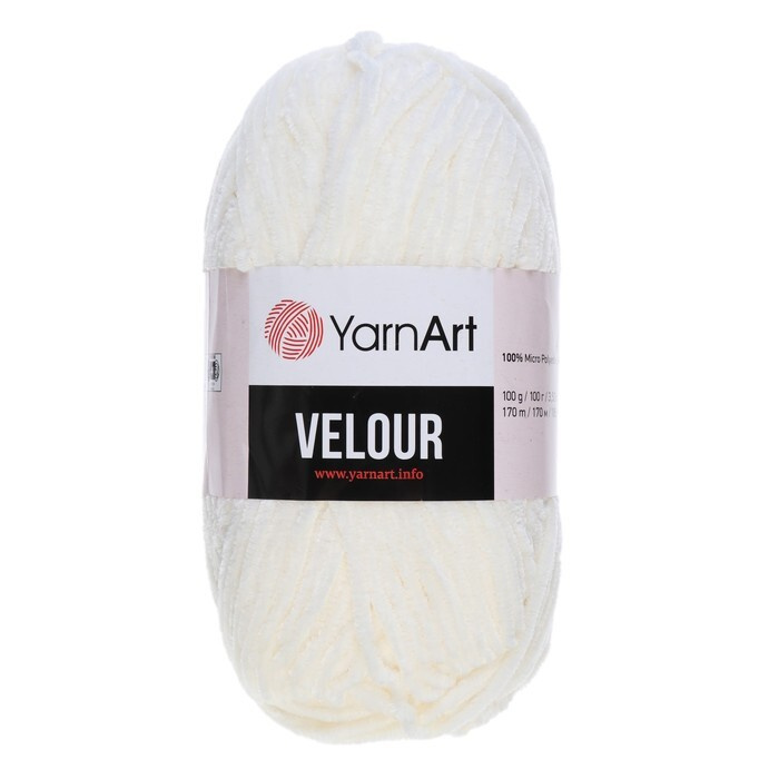 Пряжа для вязания YarnArt "Velour" 100% микрополиэстер 170м/100гр, 841 молочный  #1