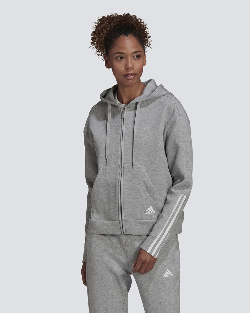 Adidas 3 stripes full best sale zip hoodie